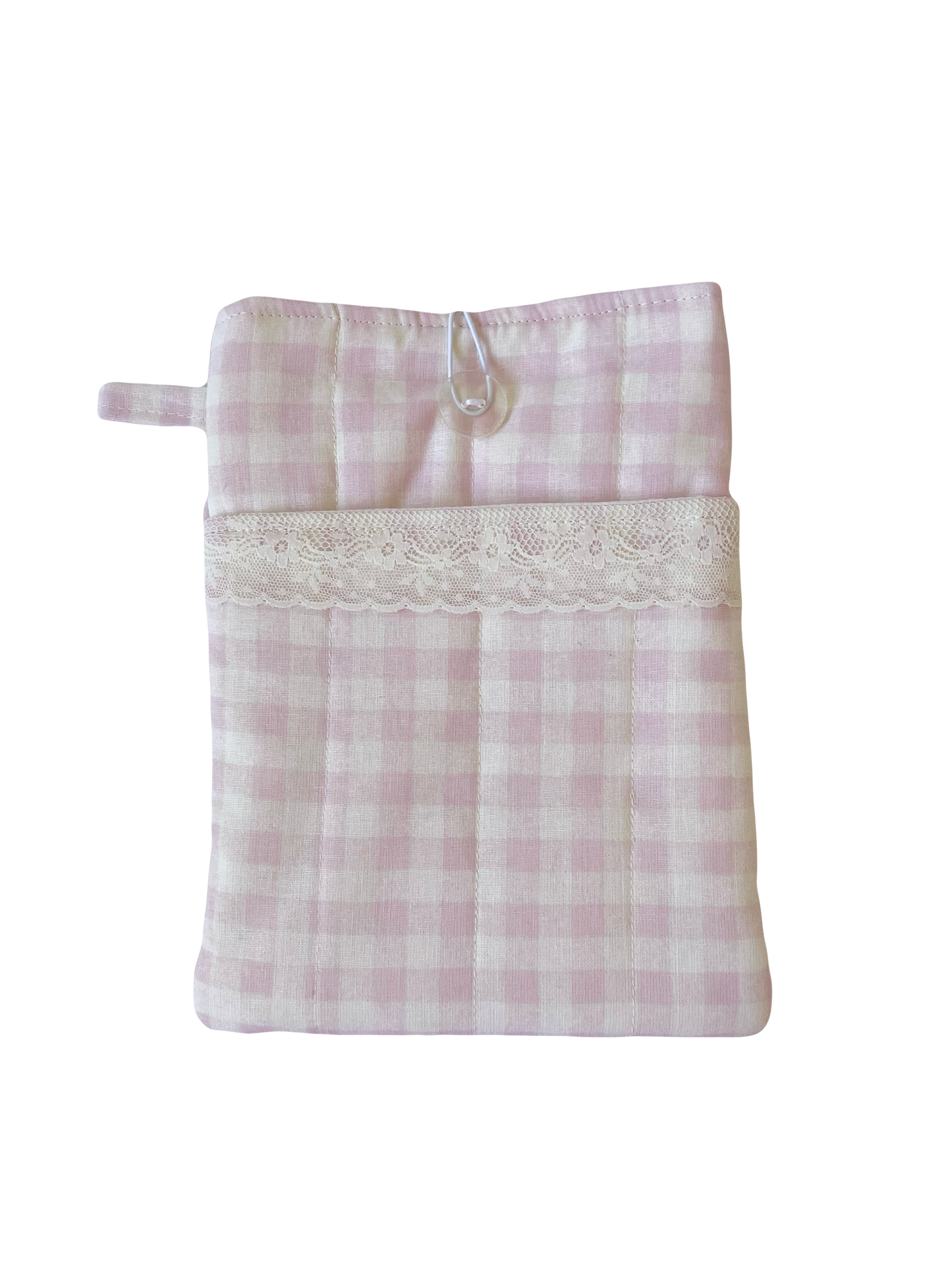 Pink Gingham Book Sleeve with Pocket