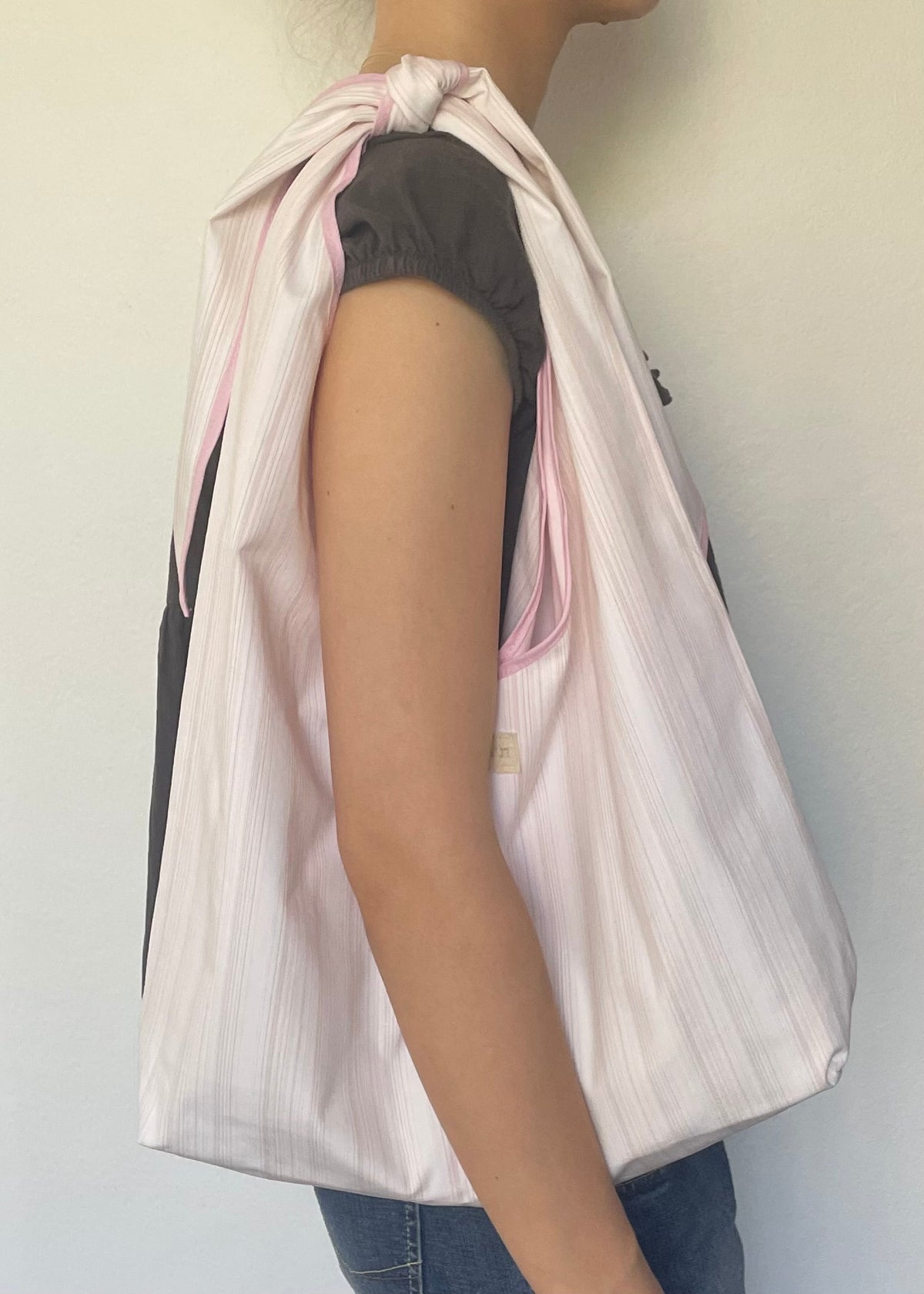 Pink Striped Slouchy Bag