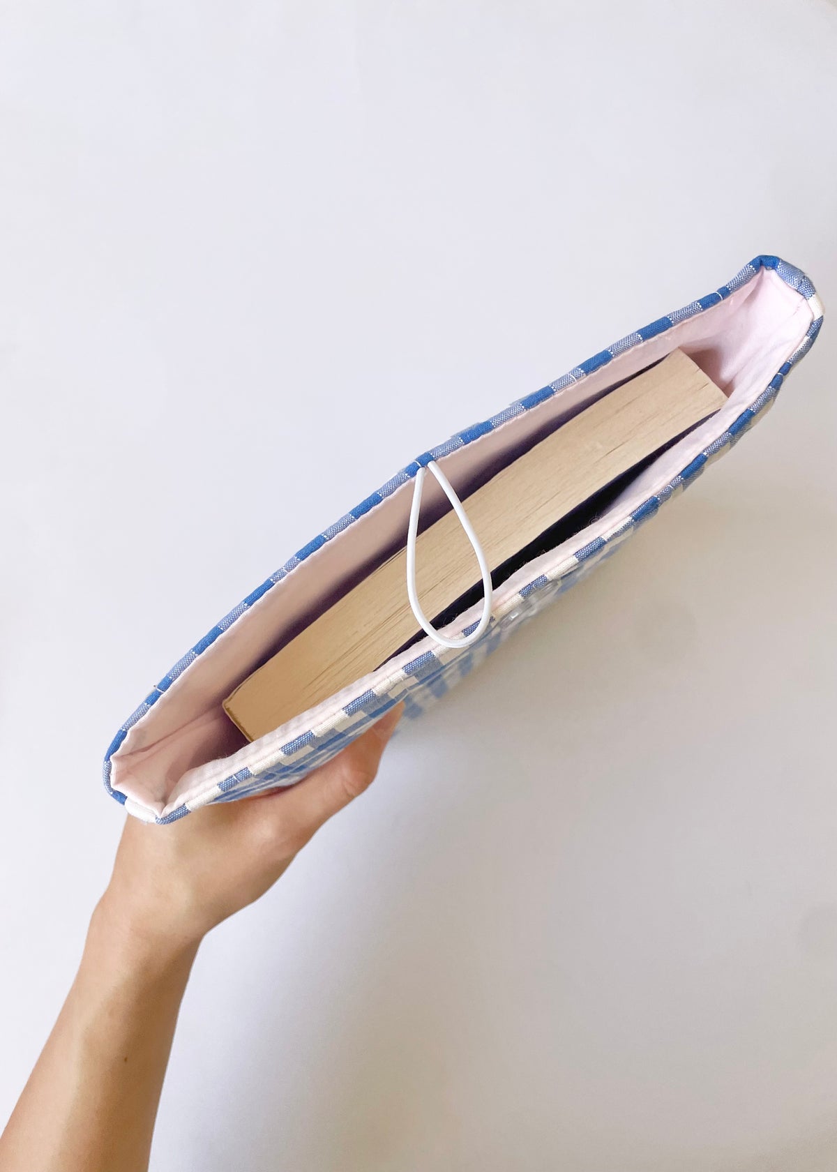 Blue Gingham Large Book Sleeve
