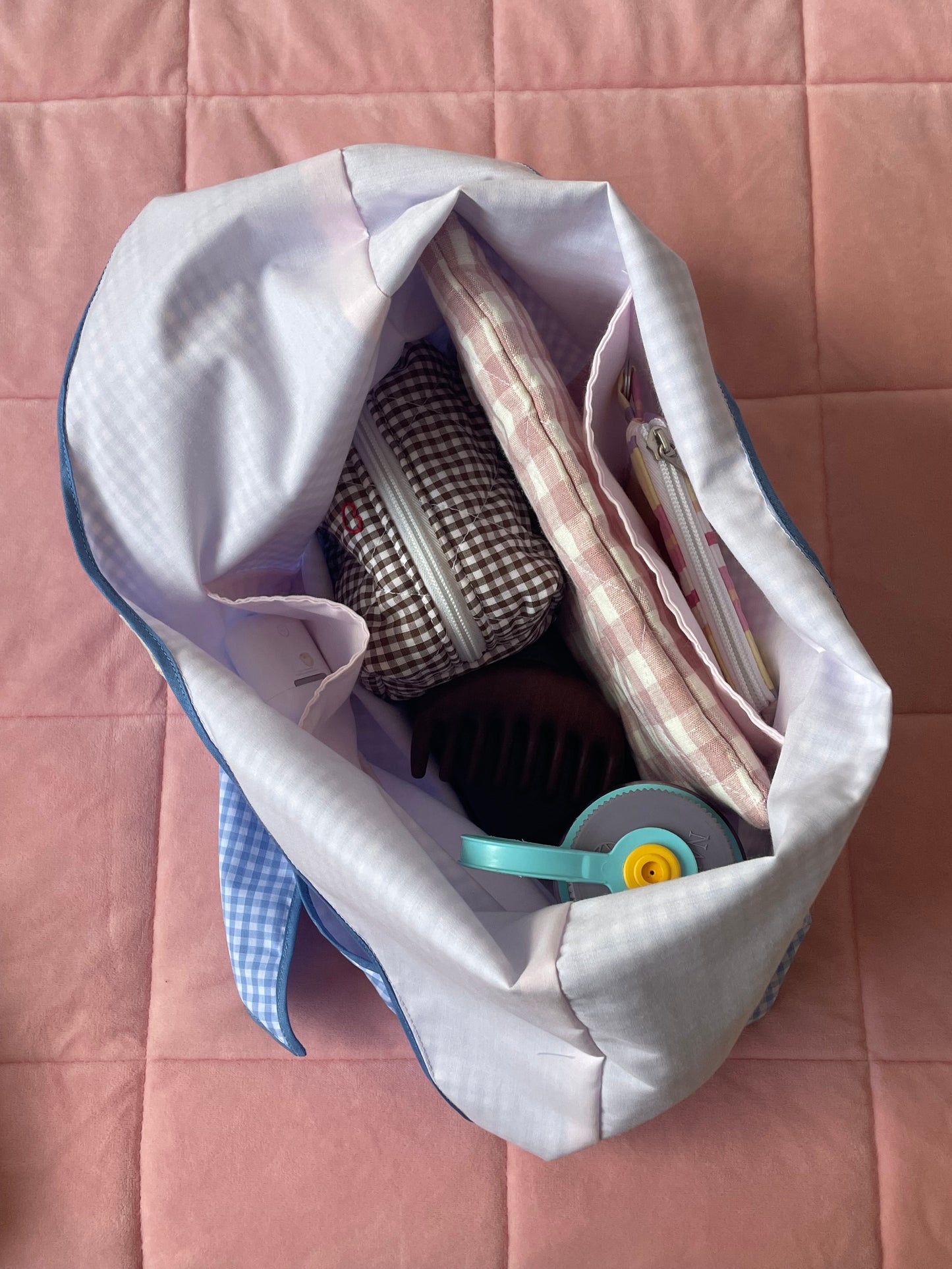 Blue Gingham Slouchy Bag