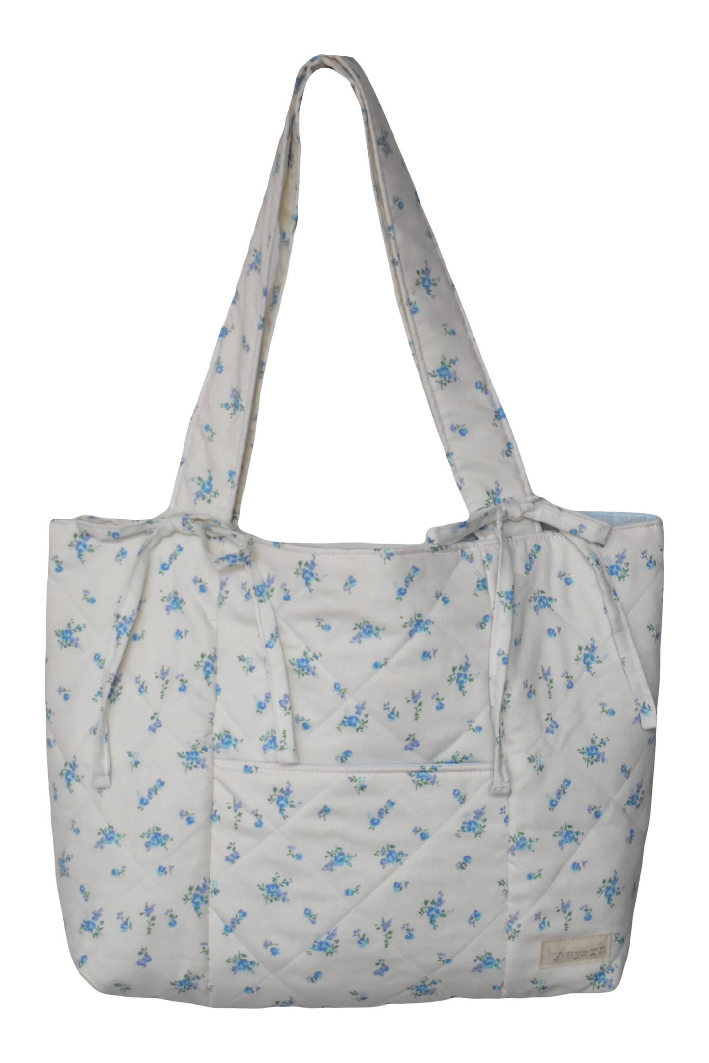 Blue Floral Quilted Tote Bag