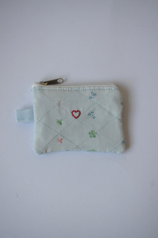 Blue Broderie Mini Pouch