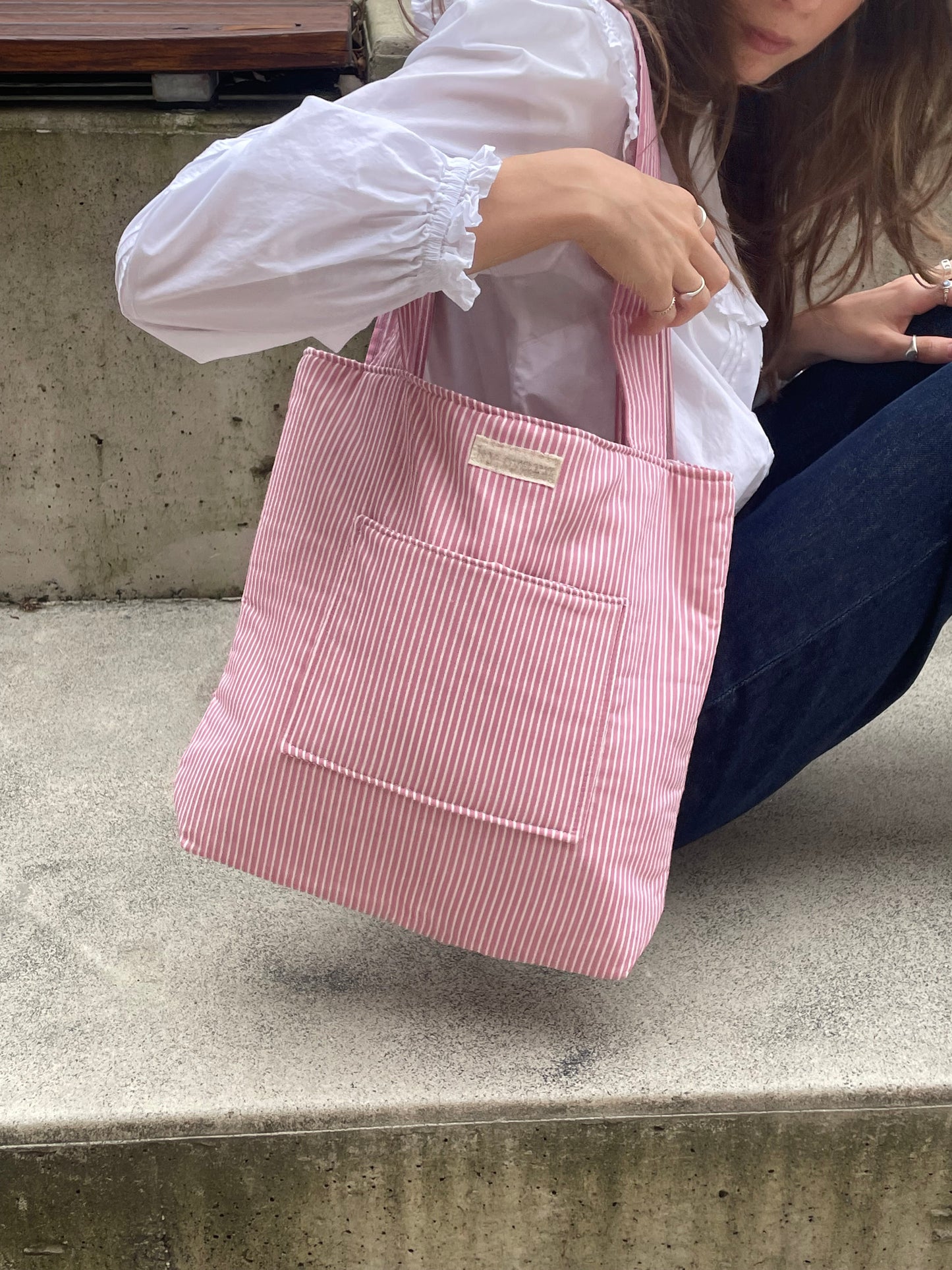 Pink Stripe Everyday Tote Bag
