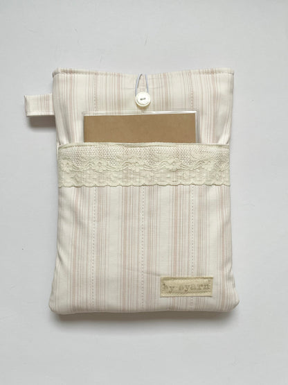 Pink Stripe Book Sleeve with Pocket