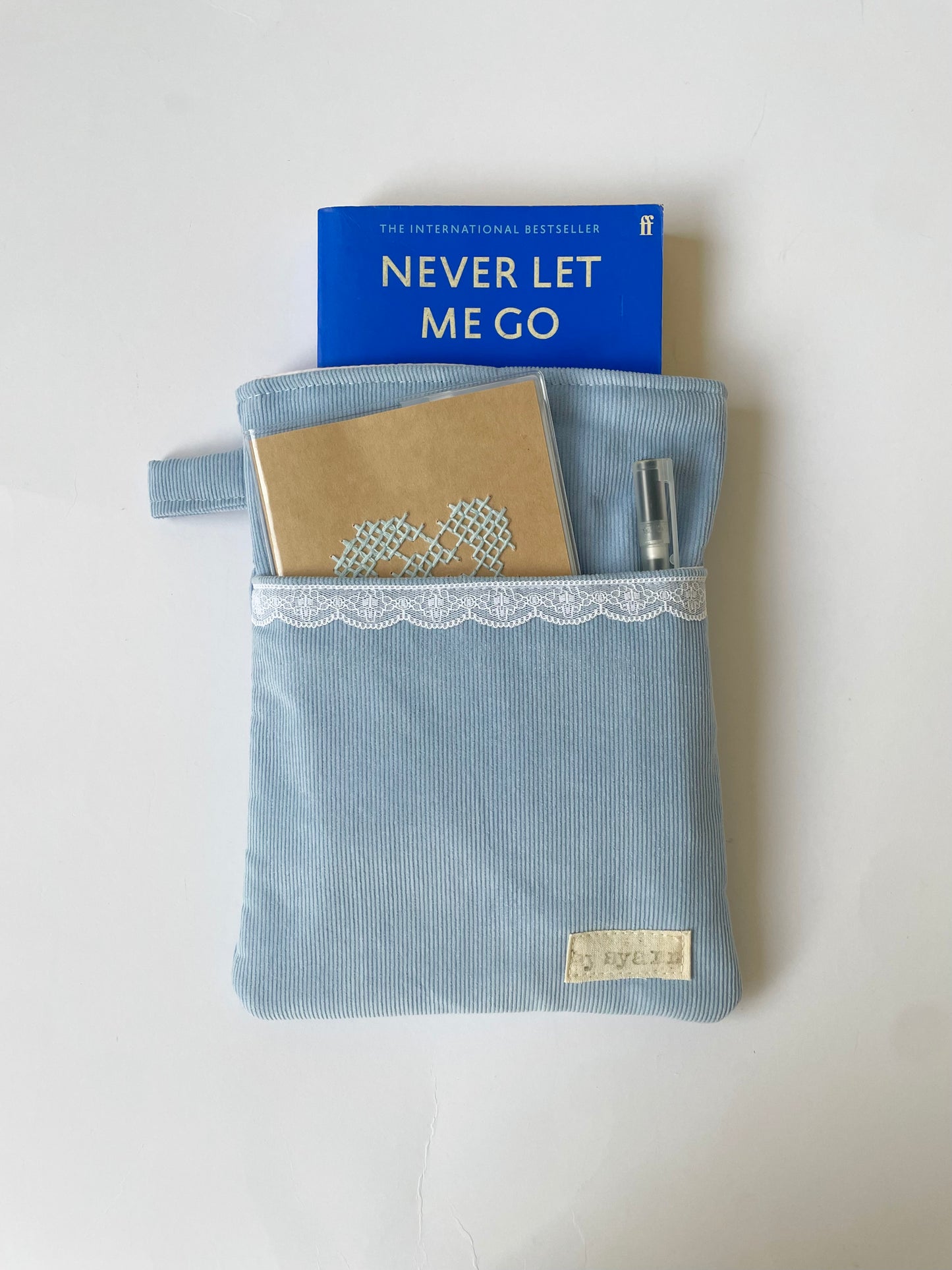 Powder Blue Book Sleeve with Pocket