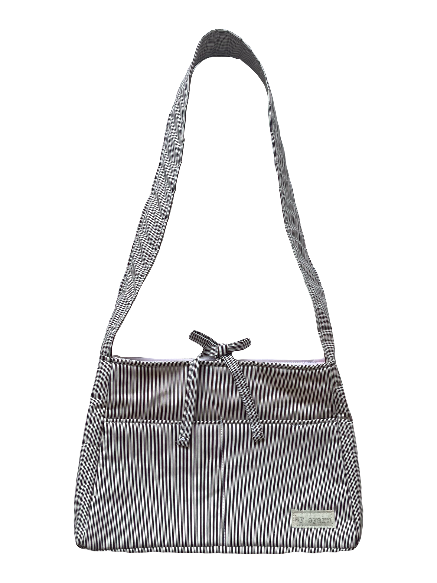 Brown Stripe Mini Bow Bag