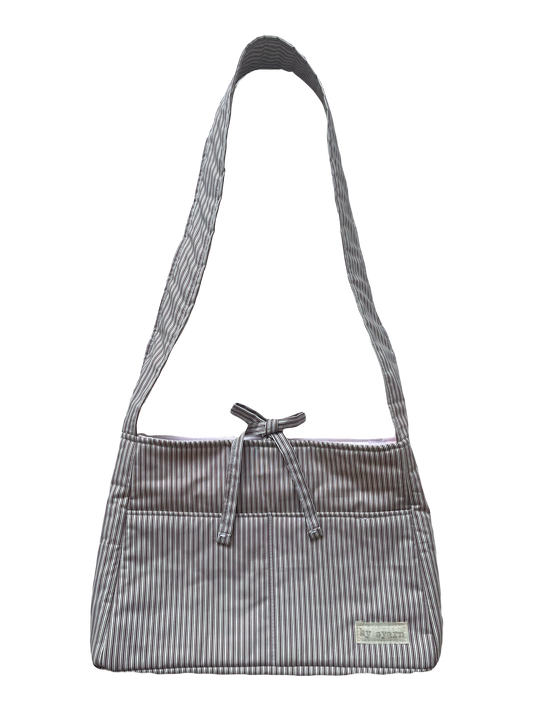 Brown Stripe Mini Bow Bag