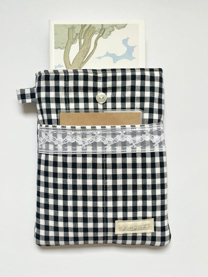 Gingham Book Sleeve with Pocket