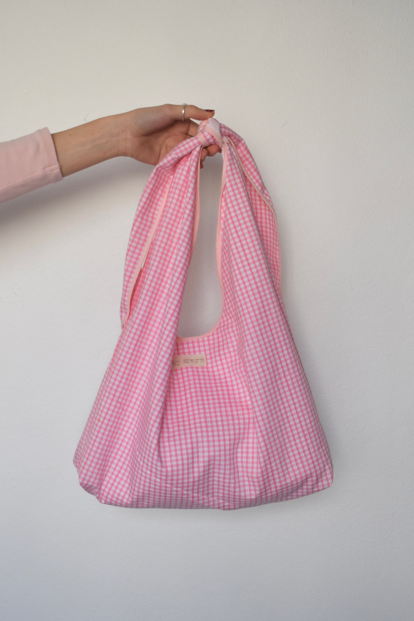 Pink Gingham Slouchy Bag