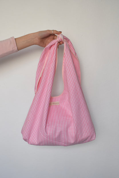 Pink Gingham Slouchy Bag