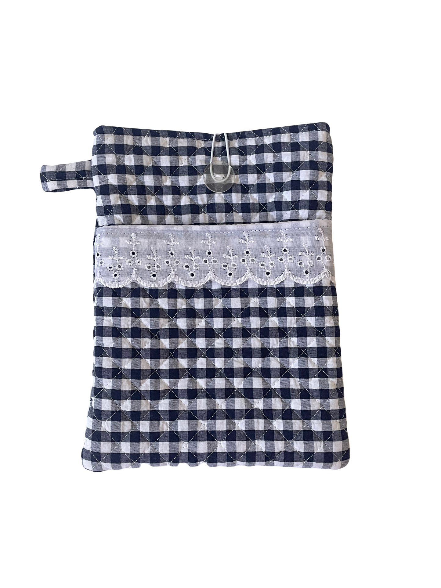 Black Gingham Book Sleeve with Pocket
