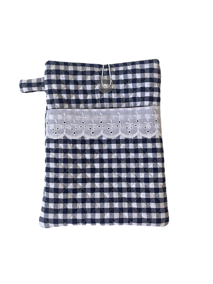 Black Gingham Book Sleeve with Pocket