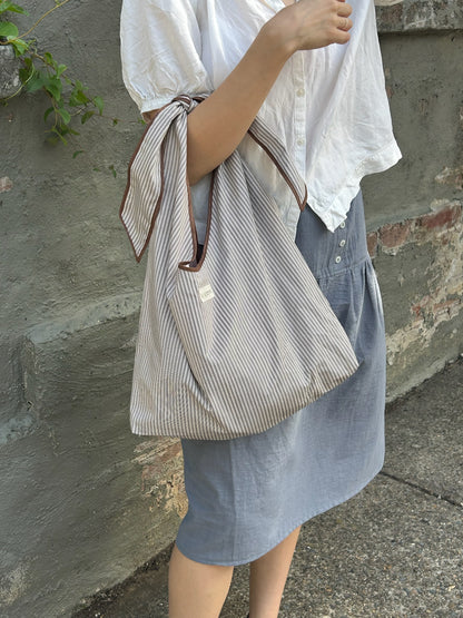 Brown Stripe Slouchy Bag