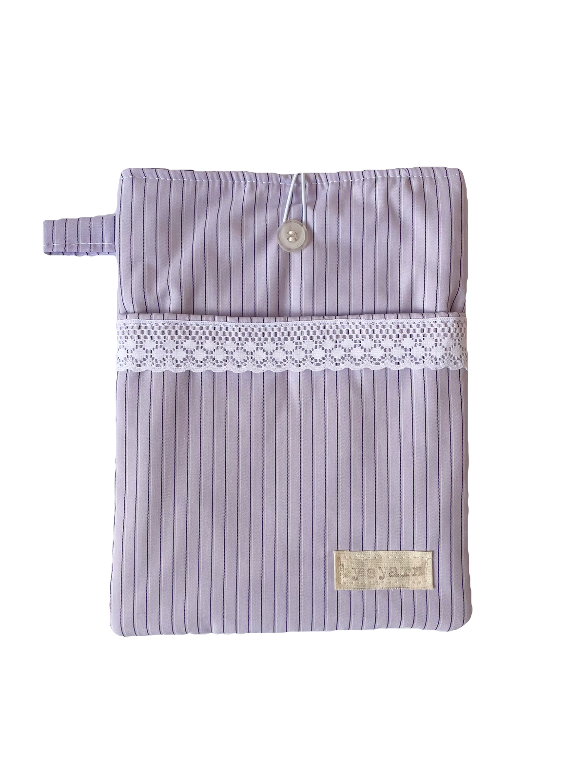 Lilac Stripe Book Sleeve with Pocket