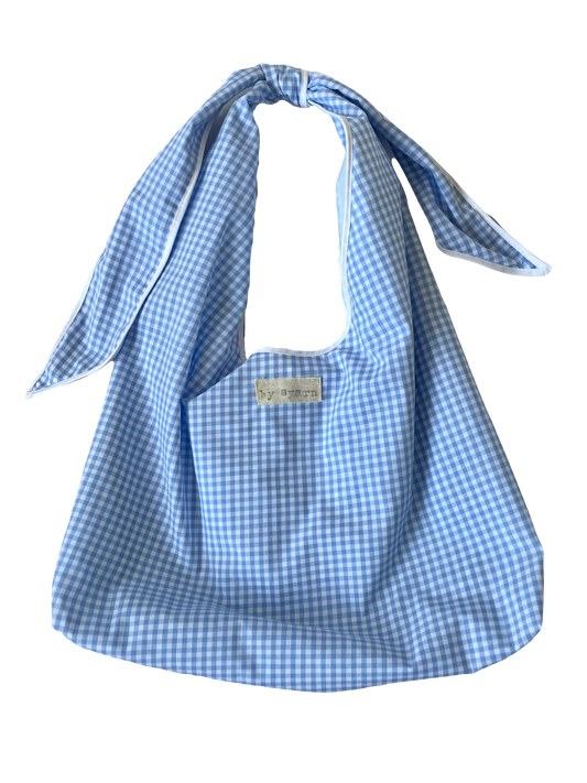 Blue Gingham Slouchy Bag