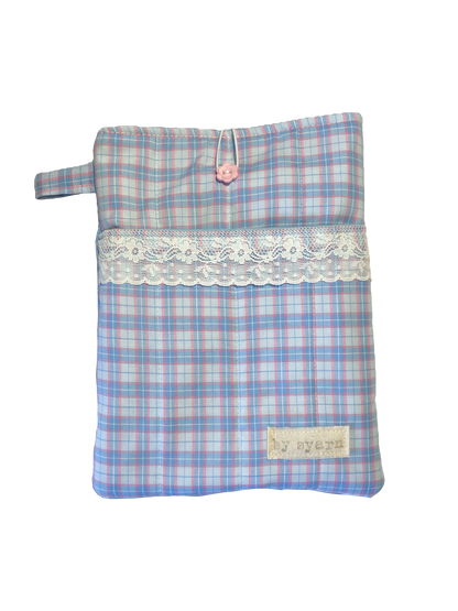 Blueberry Check Book Sleeve with Pocket