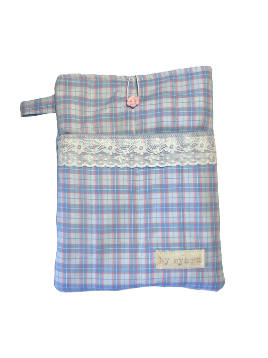 Blueberry Check Book Sleeve with Pocket