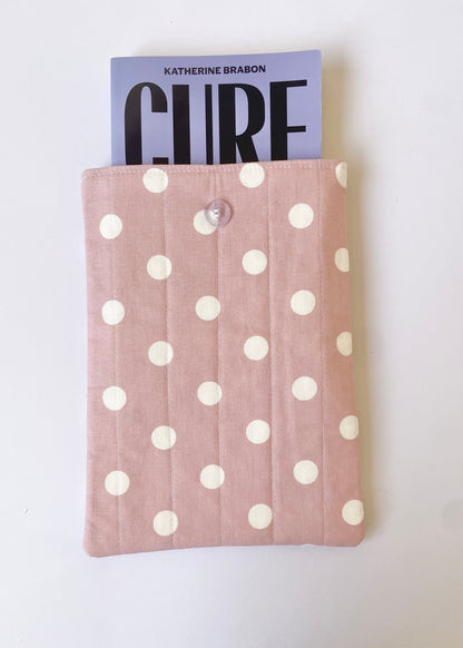Pink Polka Dot Large Book Sleeve