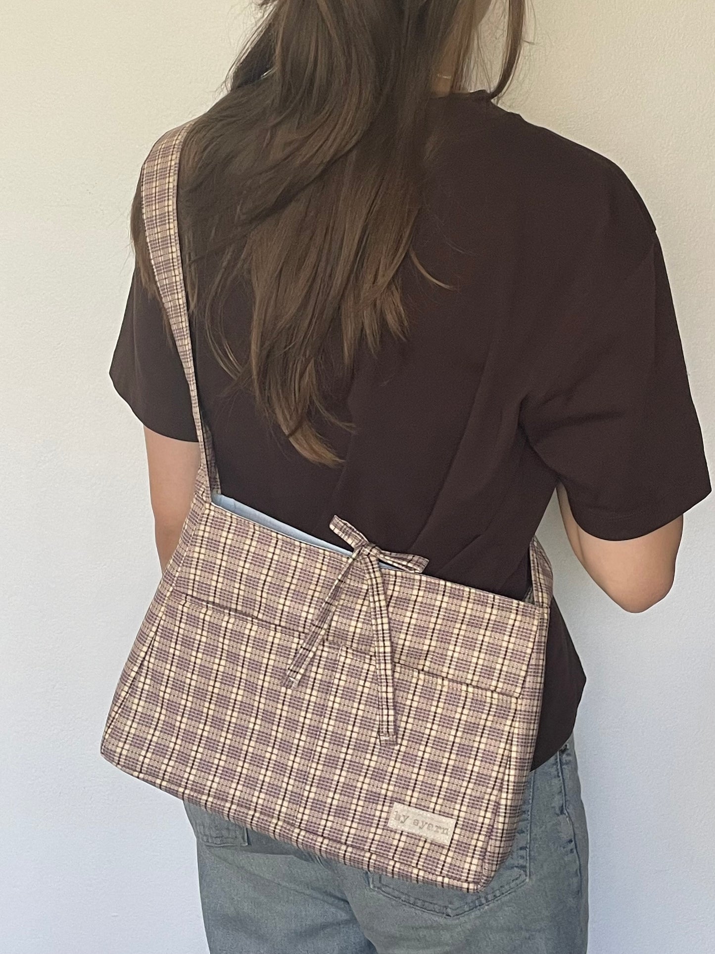 Lilac Check Mini Bow Bag