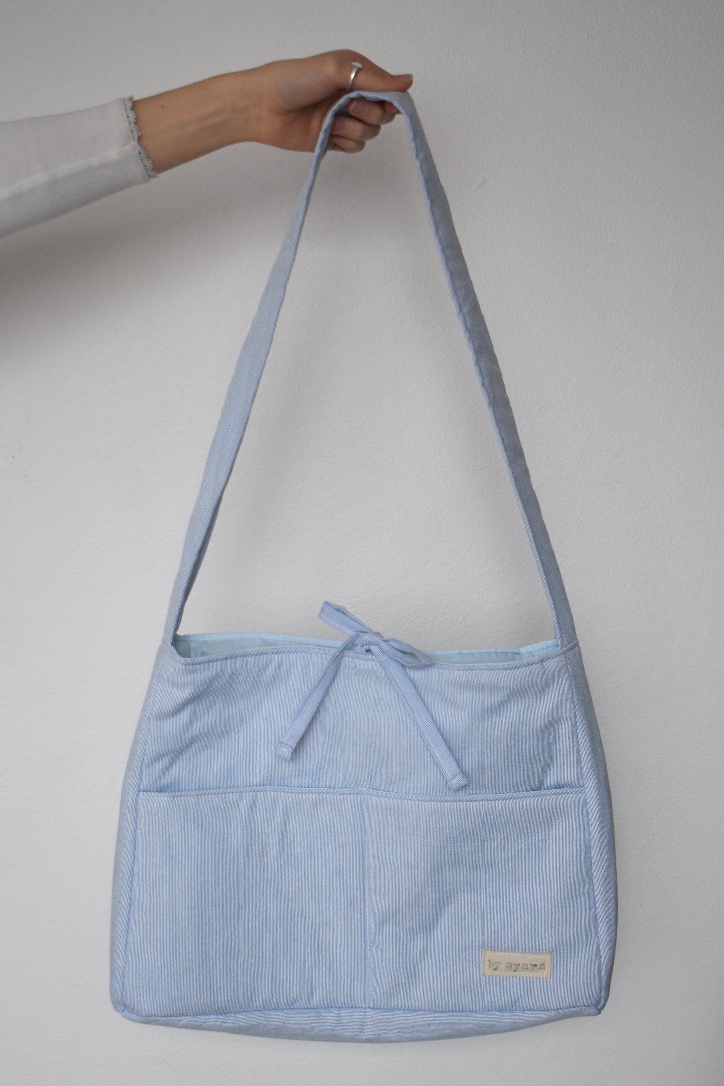 Blue Stripes Tote Bow Bag
