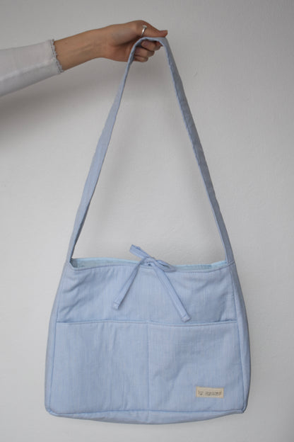 Blue Stripes Tote Bow Bag