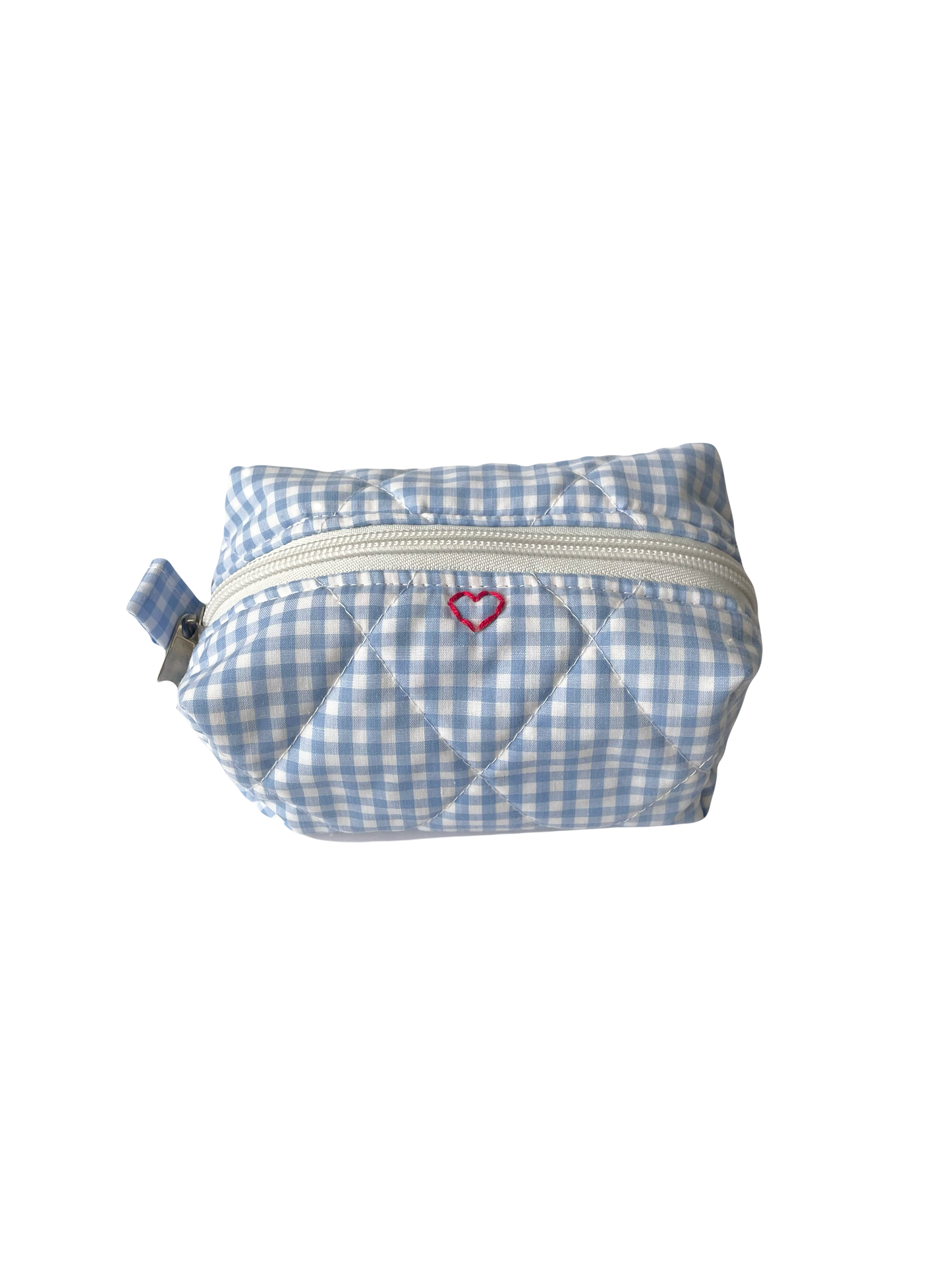 Blue Gingham Mini Makeup Bag