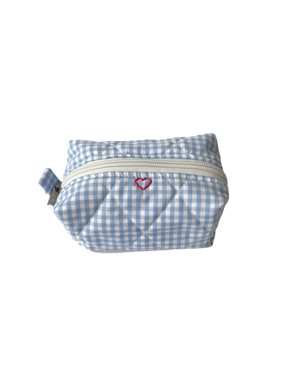 Blue Gingham Mini Makeup Bag