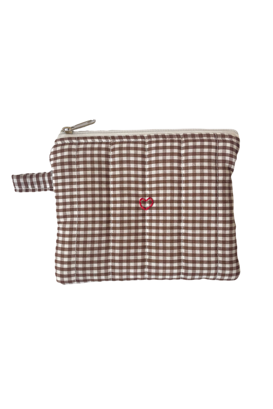 Brown Gingham Carry Pouch