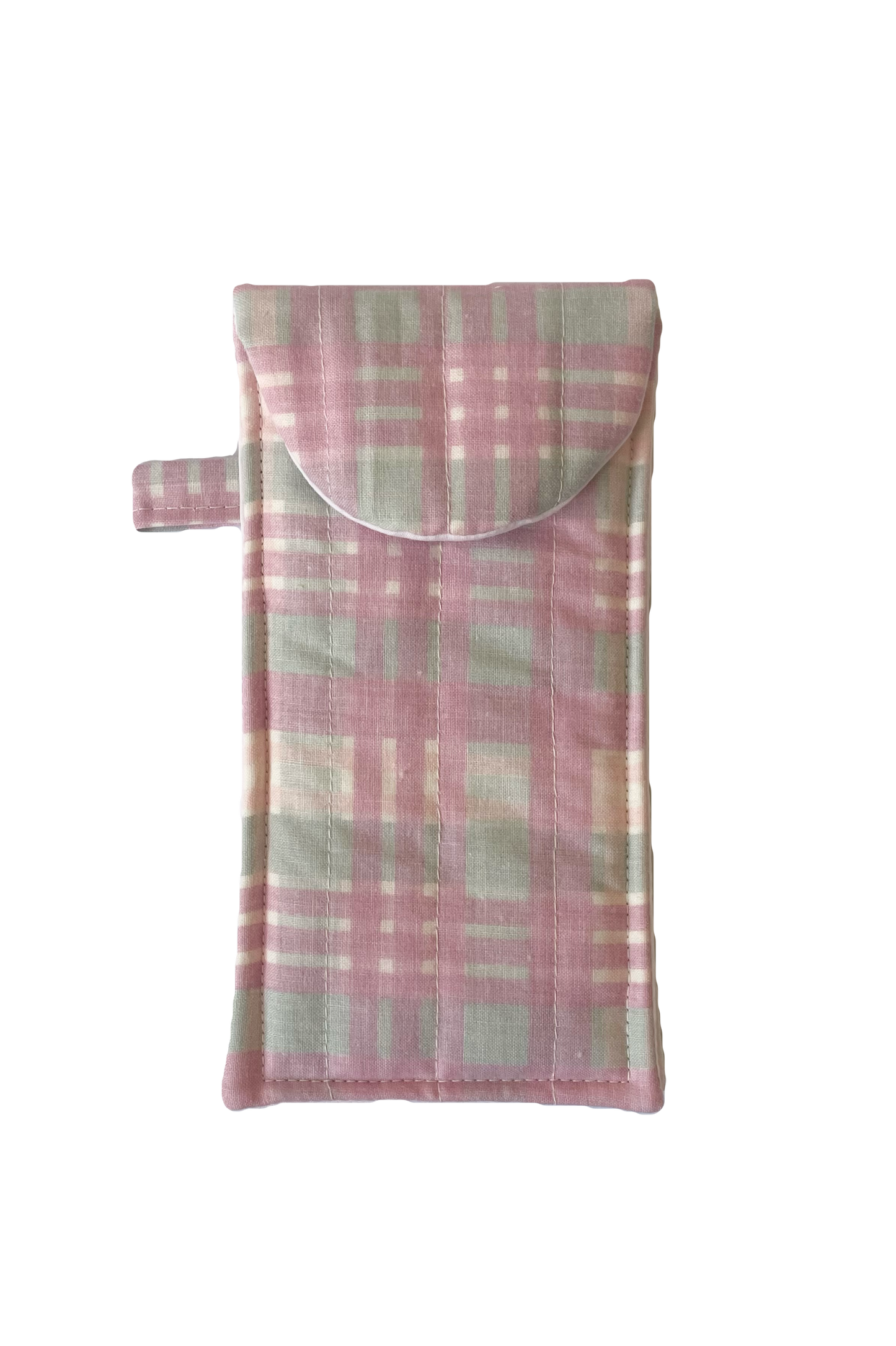 Pink Check Glasses Pouch