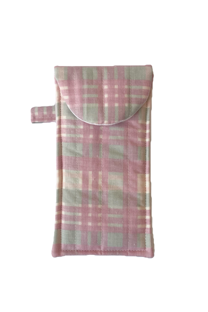 Pink Check Glasses Pouch