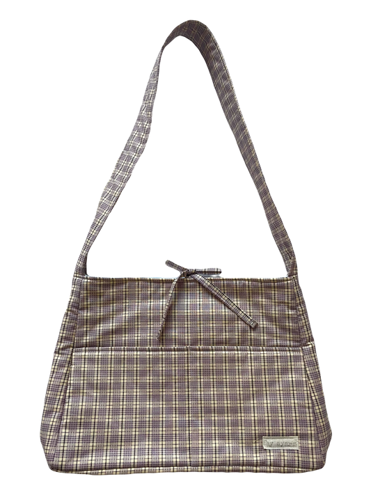 Lilac Check Tote Bow Bag