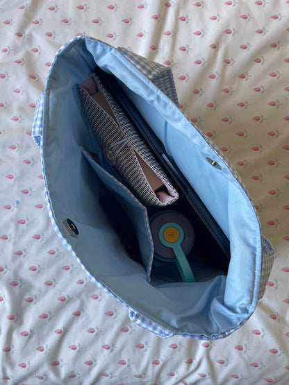 Blue Gingham Everyday Tote Bag