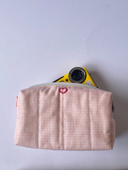 Pink Gingham Camera Pouch