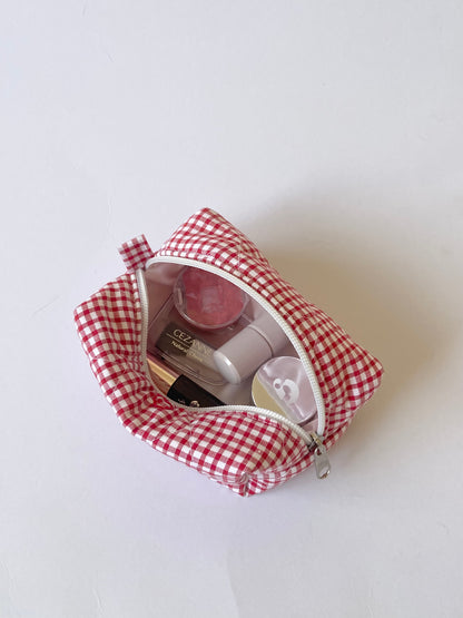 Red Gingham Mini Makeup Bag