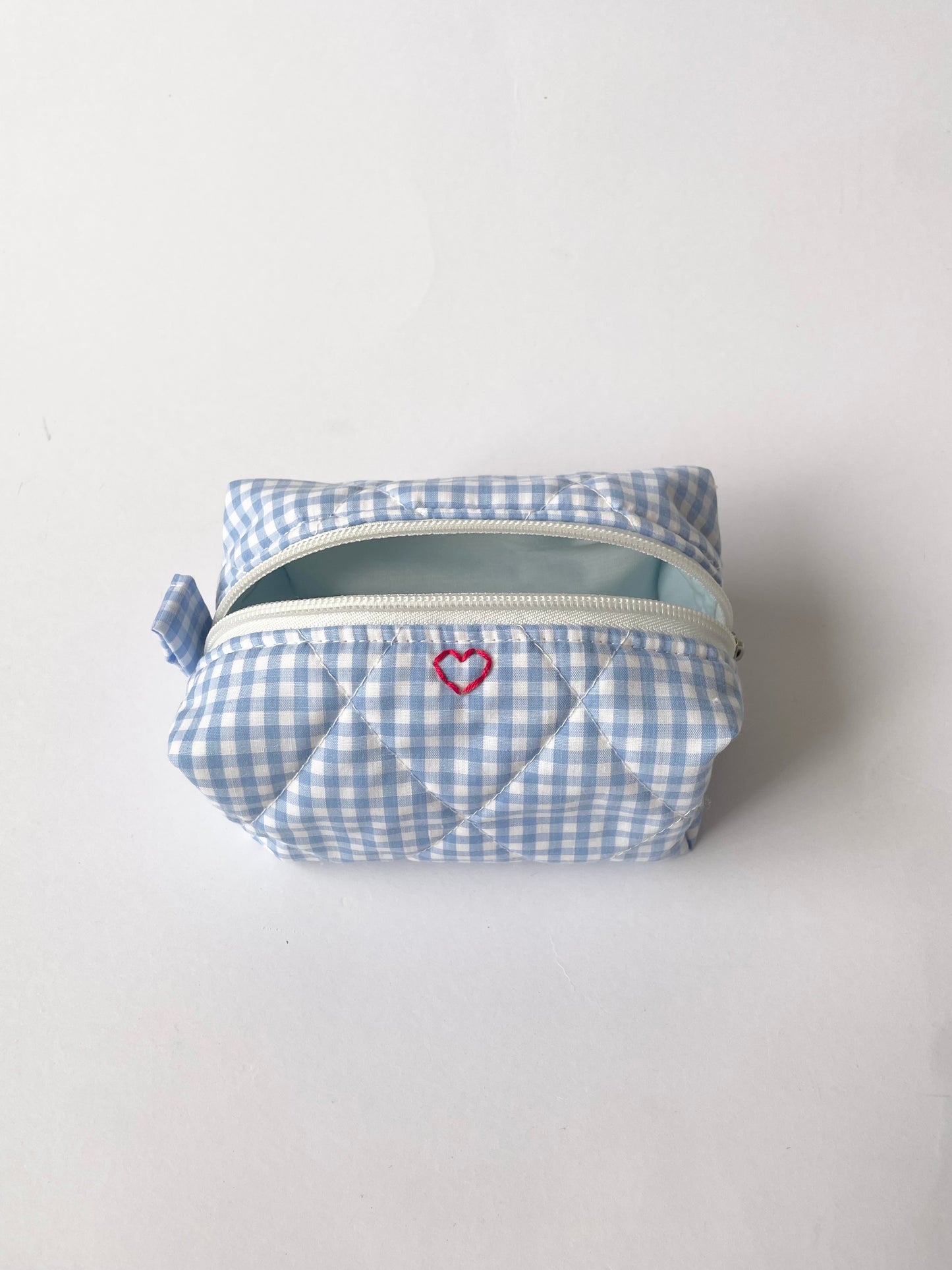 Blue Gingham Mini Makeup Bag