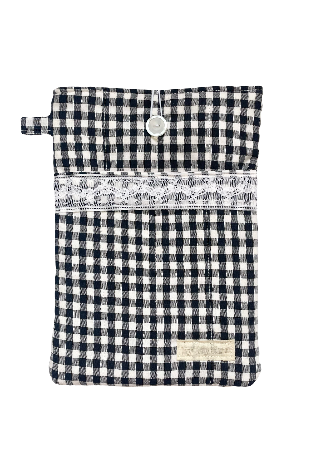 Gingham Large Book Sleeve with Pocket