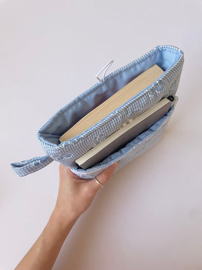 Blue Floral Book Sleeve with Pocket