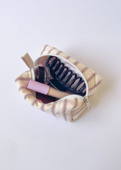 Mulberry Stripe Mini Makeup Bag