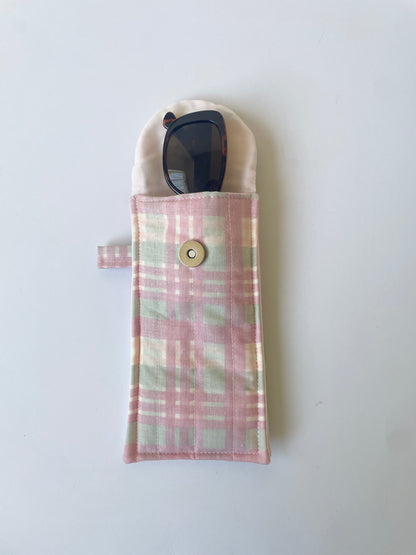 Pink Check Glasses Pouch