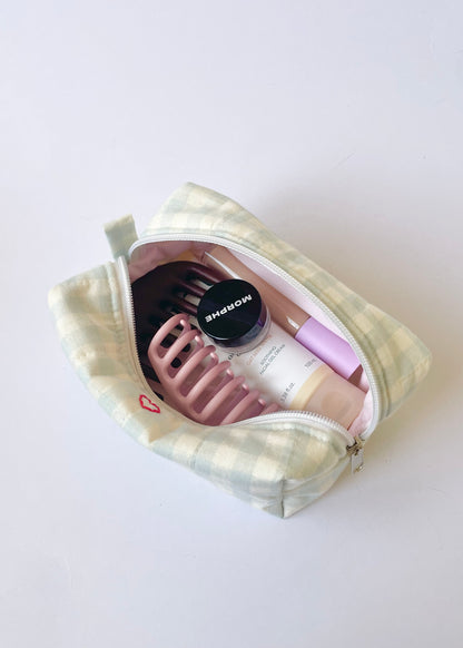 Blue Gingham Makeup Bag