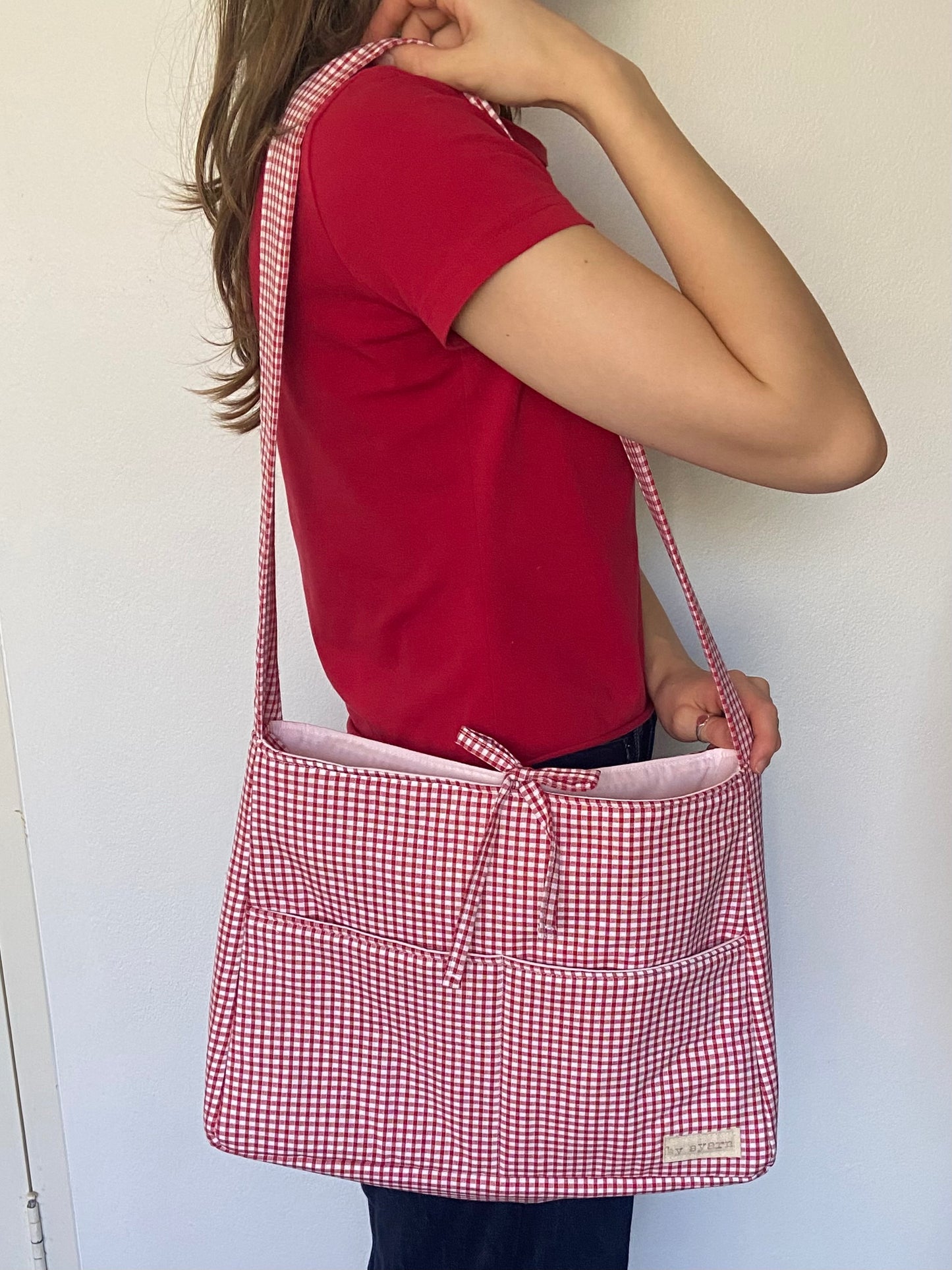 Red Gingham Tote Bow Bag