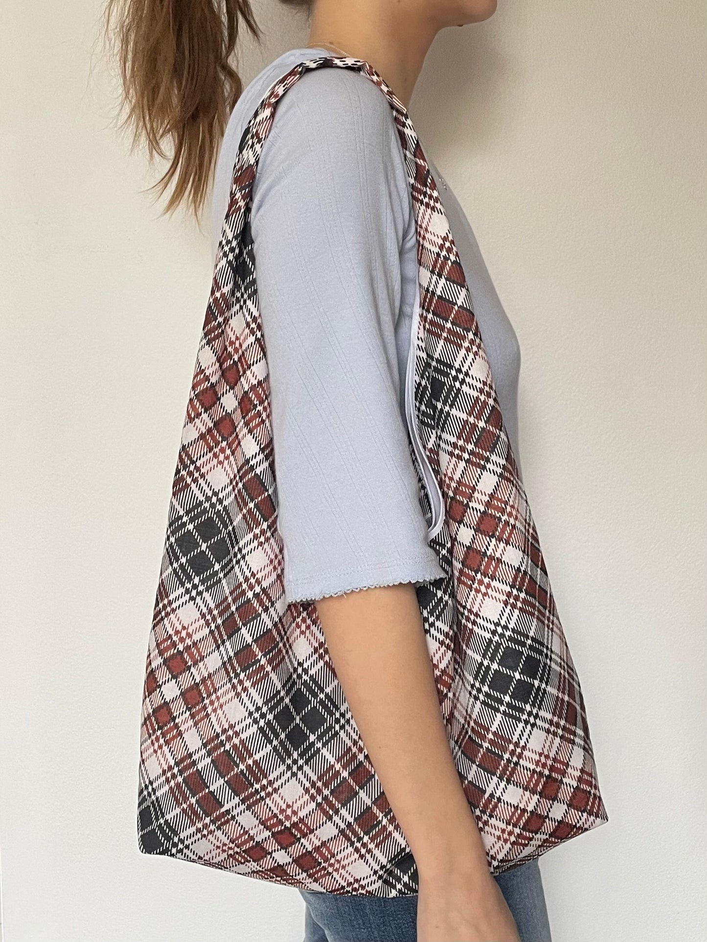 Brown Plaid Slouchy Bag