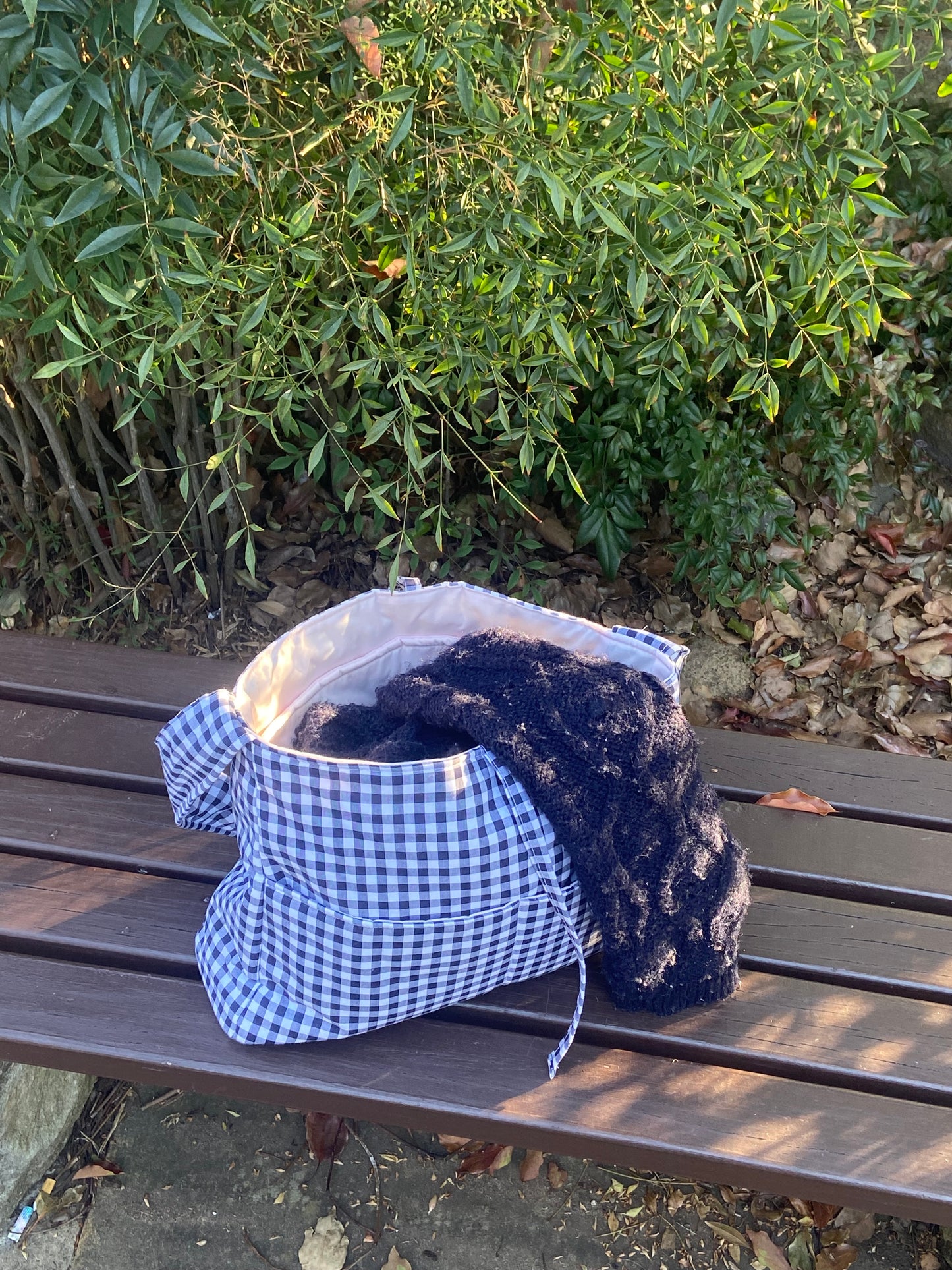 Navy Gingham Tote Bow Bag
