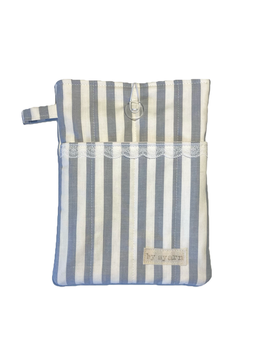 Grey Stripe Book Sleeve with Pocket