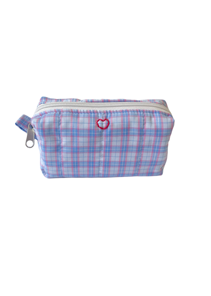 Blue Check Camera Pouch