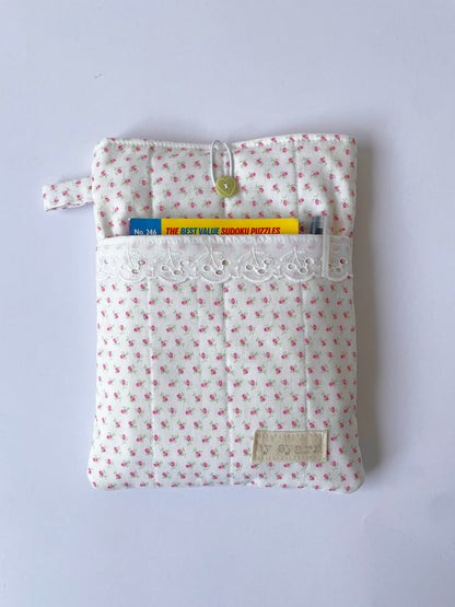 Pink Posy Book Sleeve with Pocket