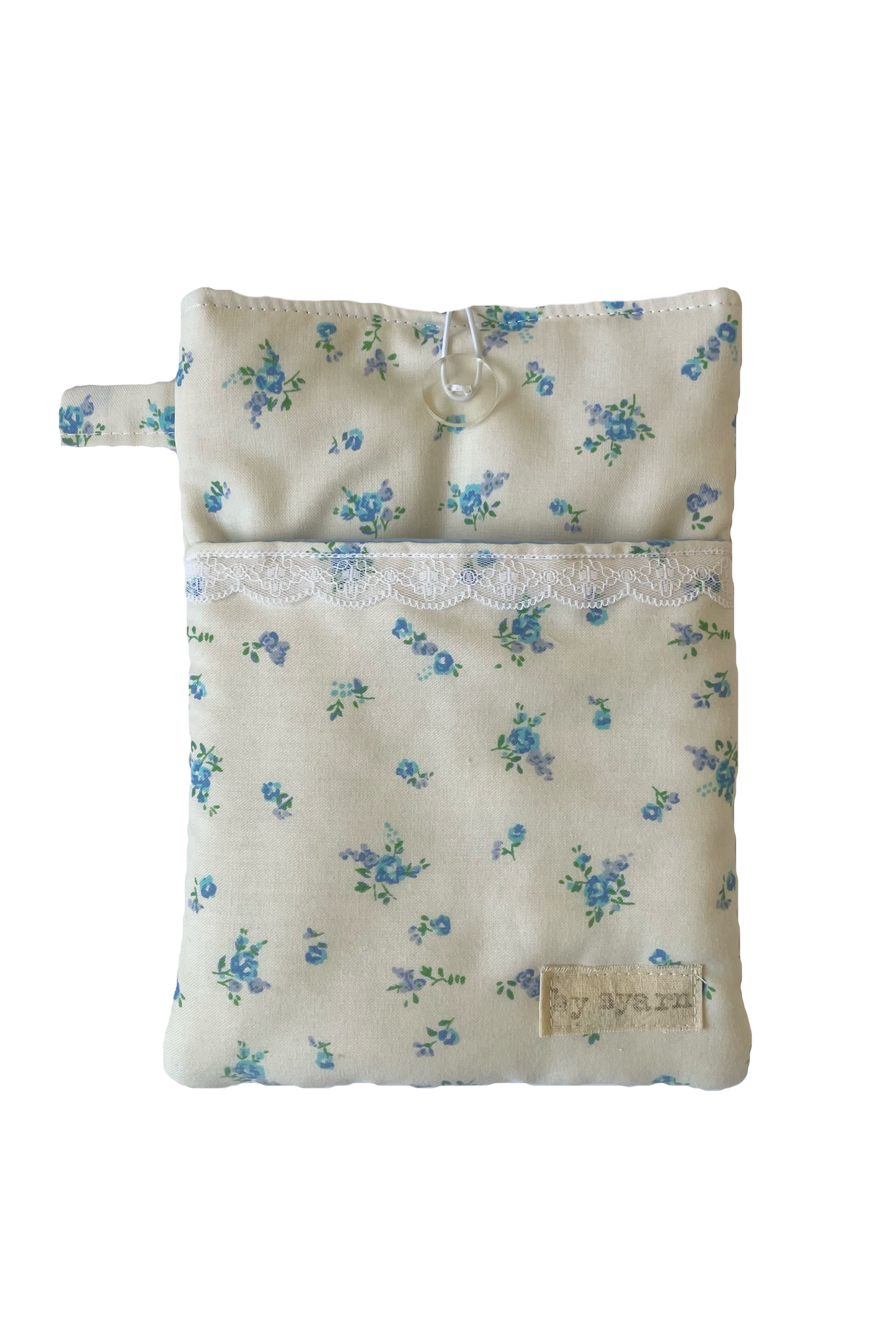 Blue Floral Book Sleeve with Pocket