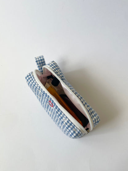 Blue Broderie Purse Pouch