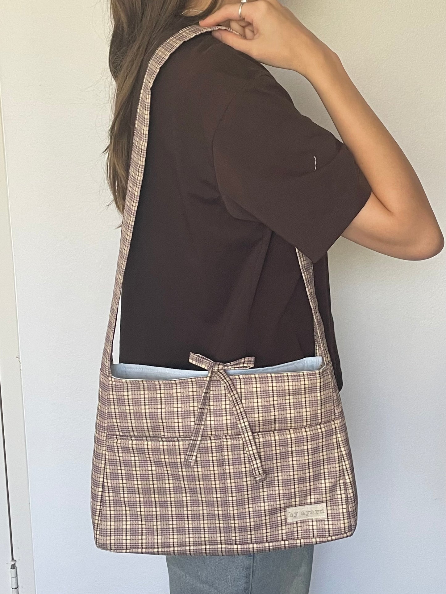 Lilac Check Mini Bow Bag