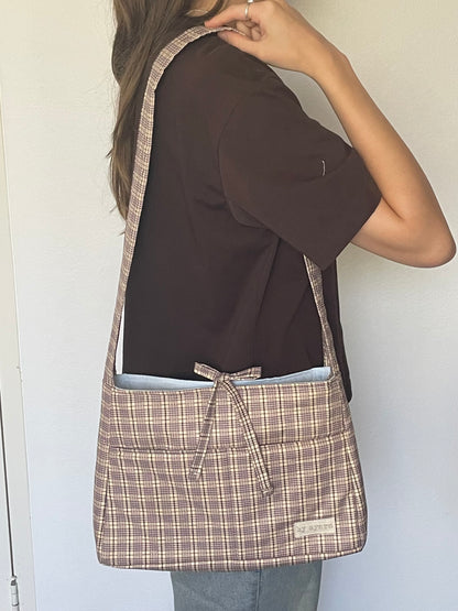 Lilac Check Mini Bow Bag